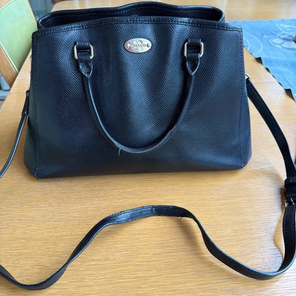 Coach Black Leather Satchel with Gold-Tone Hardware